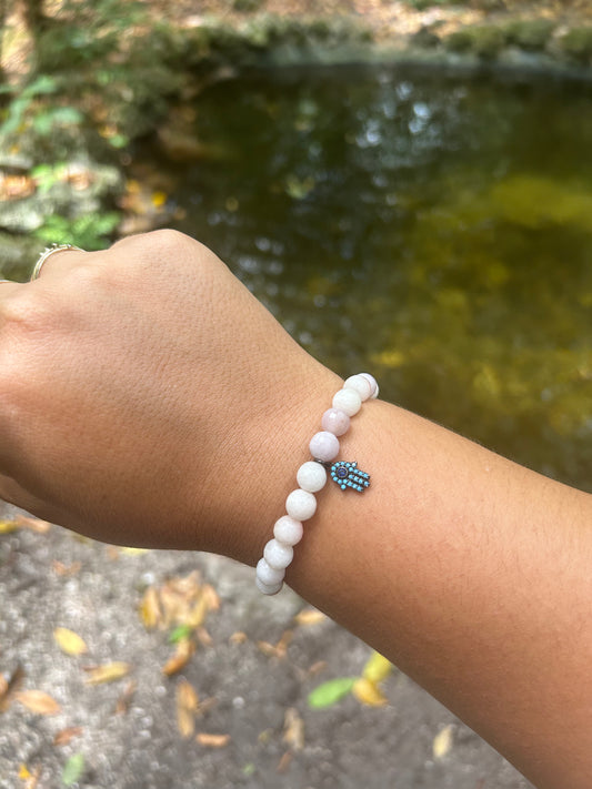 Protection & Good Fortune - Hamsa - Pink Tone Beaded Bracelet