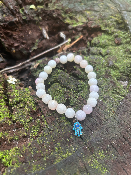 Protection & Good Fortune - Hamsa - Pink Tone Beaded Bracelet